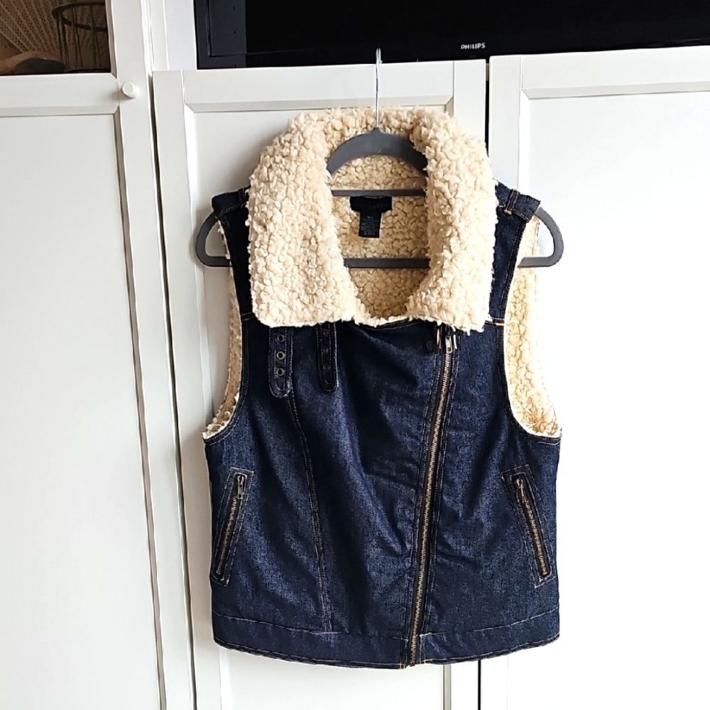 Denim Vest with Shearling